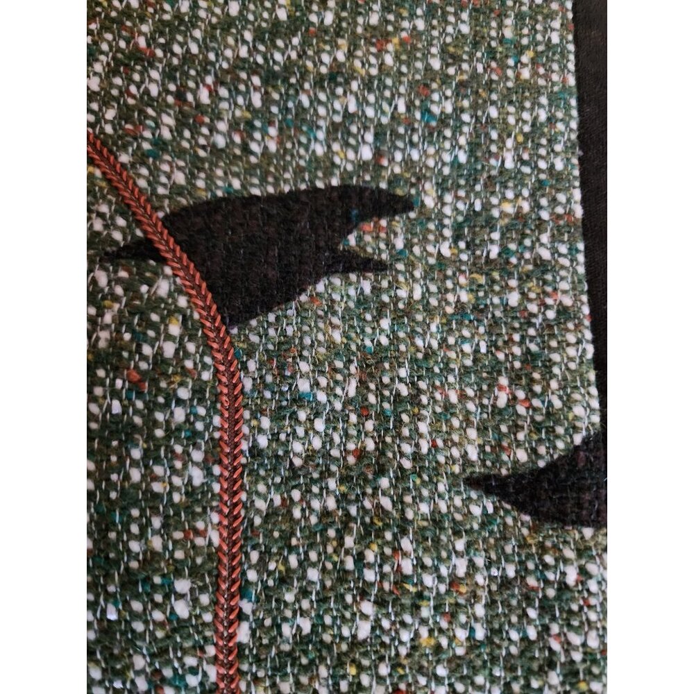 Otti Zen High Neck Button Front Faux Pockets Tweed Jacket Green/Black Small - Picture 5 of 12